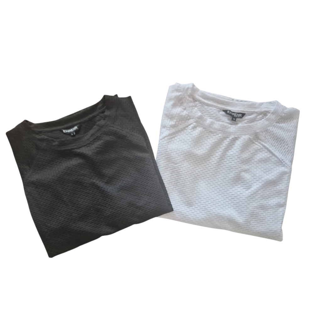 Bebe Sport Set of 2 Sheer Mesh Long Sleeve Tops - Picture 5 of 9